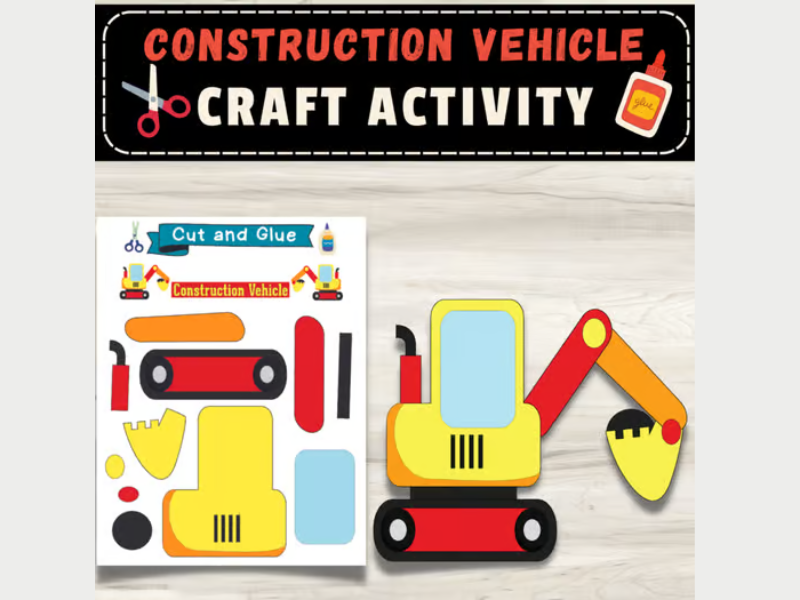 Build A Construction Vehicle Craft: Transportation Craft & Coloring & Activities