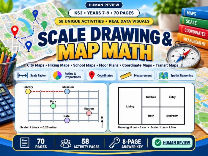 Scale Drawing & Map Skills – KS3 Maths – 70 Pages