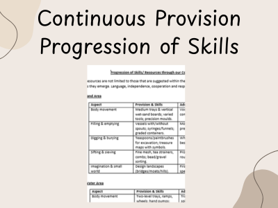 Continuous Provision Progression of Skills -Preschool 3-4