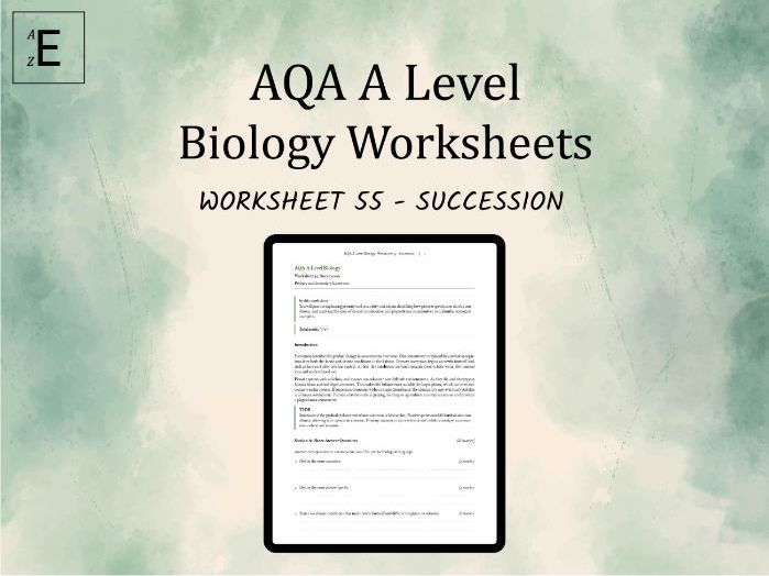 AQA A Level Biology Worksheet 55 - Succession