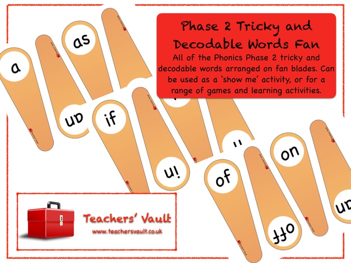 Phase 2 Phonics Tricky and Decodable Words Fan Teaching Resources