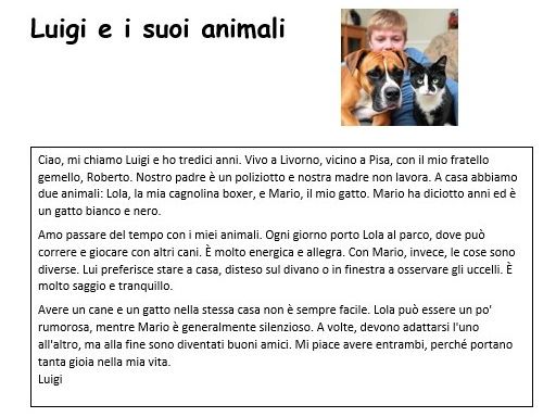 Italian - Family and Pets -Luigi e i suoi animali - Reading practice