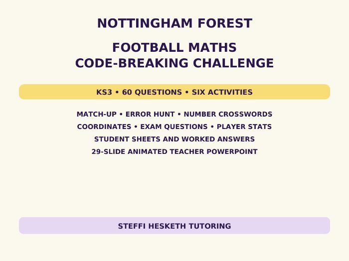 Nottingham Forest Football Maths Code-Breaking Challenge – KS3