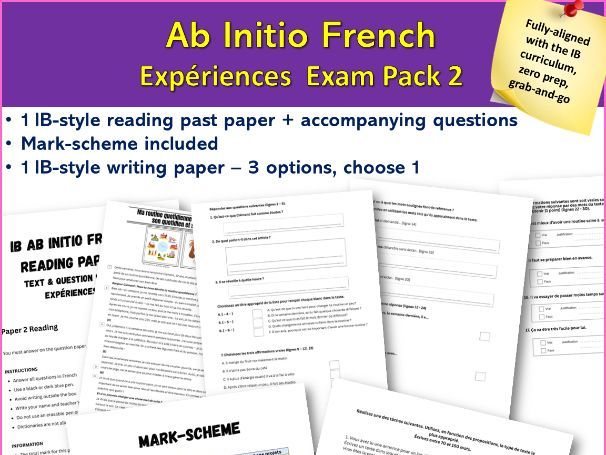 IB-style French Ab Initio Assessment – Writing & Reading | Experiences theme (2)