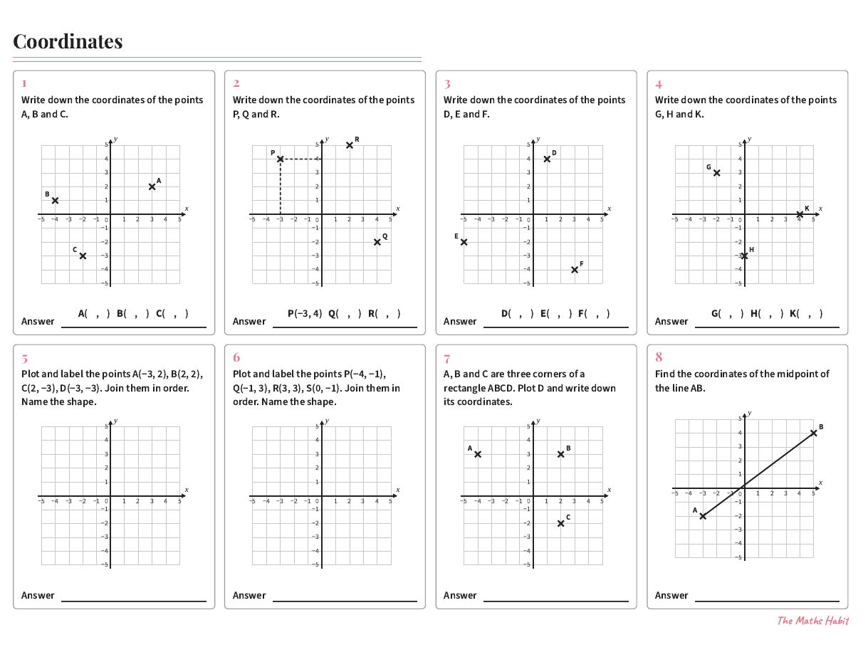 Coordinates Four Quadrants Worksheet GCSE