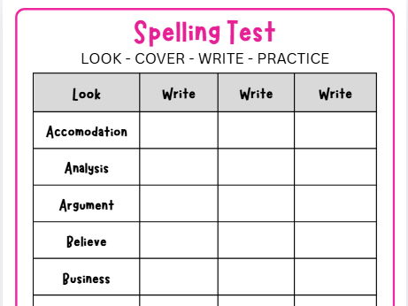 Spelling Test (KS4)