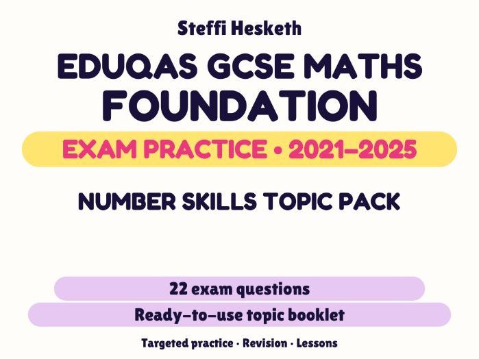 Eduqas GCSE Maths Foundation: Number skills topic pack Exam Questions | 2021-2025