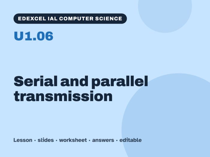 Edexcel IAL Computer Science – U1.06 Serial and parallel transmission – Lesson & Worksheet