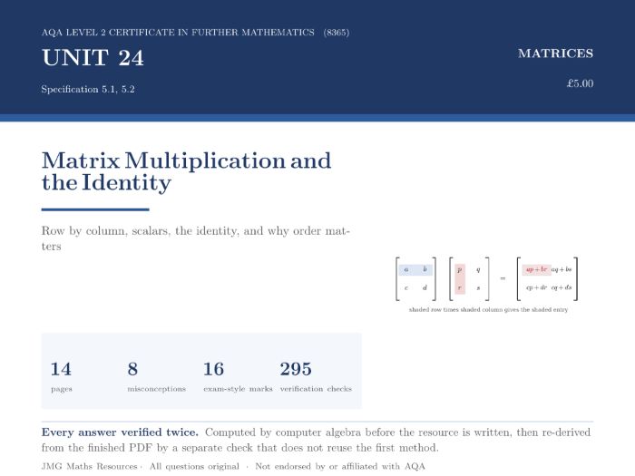 AQA Level 2 Further Maths - Matrices: Matrix Multiplication