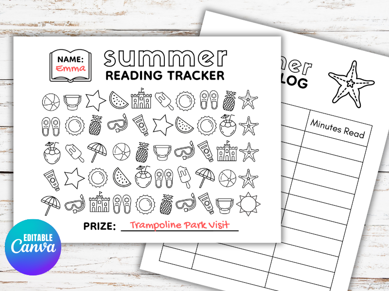 Summer Reading Tracker, Summer Reading Log, Reading Challenge, Reward Activity