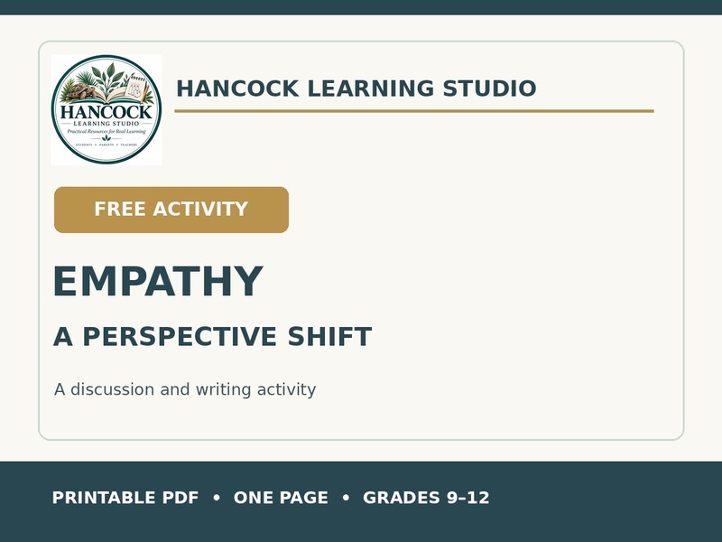 FREE Empathy Perspective Shift Activity | High School Discussion & Writing | Grades 9–12
