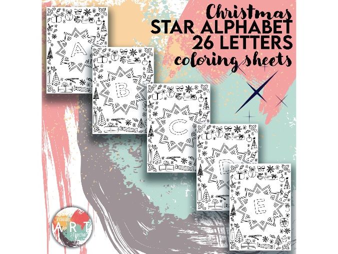 Star Alphabet 26 Letters coloring in