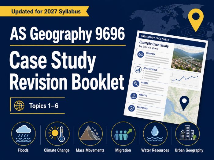 CIE AS Geography 9696 Case Study Revision Booklet | Topics 1–6 (2027)