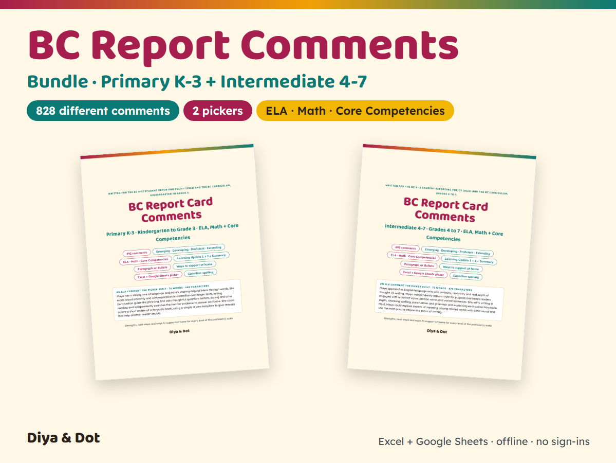 BC Report Comments K-7 Bundle