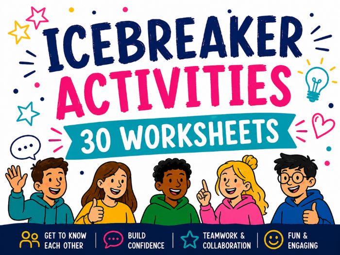 Icebreaker Activities | 30 Printable Team Building Worksheets | Back to School Games | First Week of