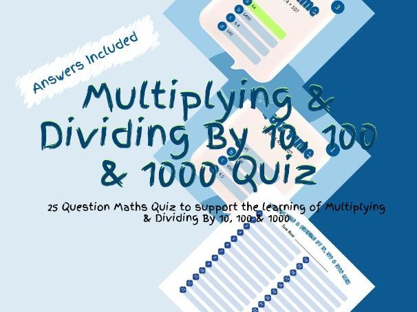Maths Multiplying and Dividing by 10, 100 and 1000 Quiz Game Activity