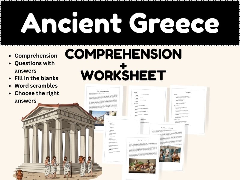Ancient Greece Worksheets Reading Comprehension Passages and Activities