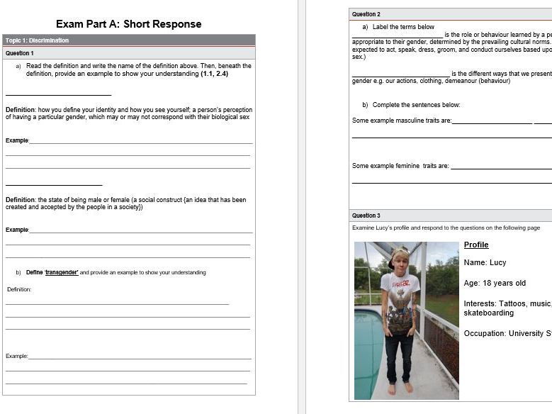 Differentiated QCIA exam  - Social and Community Studies - Gender and Identity Unit