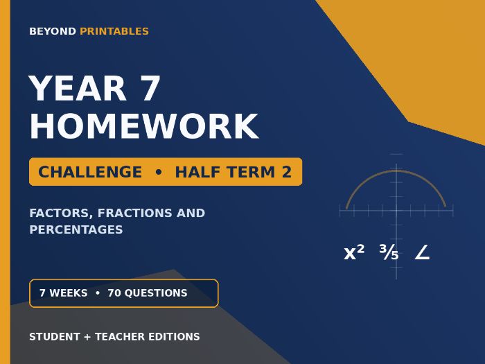 Year 7 Maths Homework | Challenge | Half Term 2 | Student & Teacher Booklets