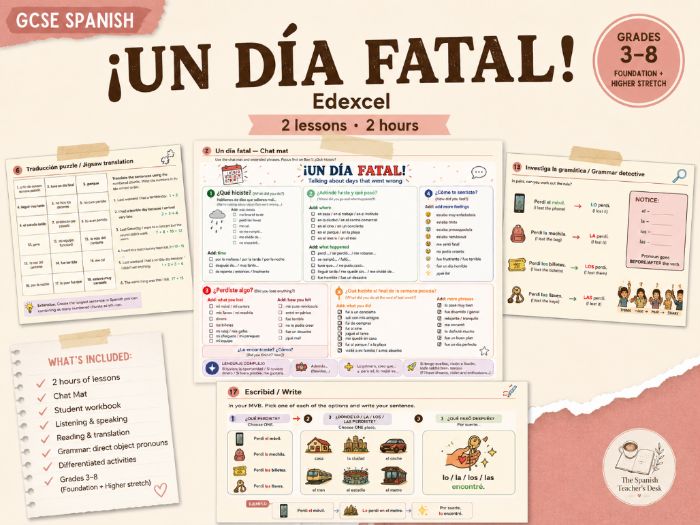 GCSE Spanish – ¡Un día fatal! | Preterite & Direct Object Pronouns | Edexcel