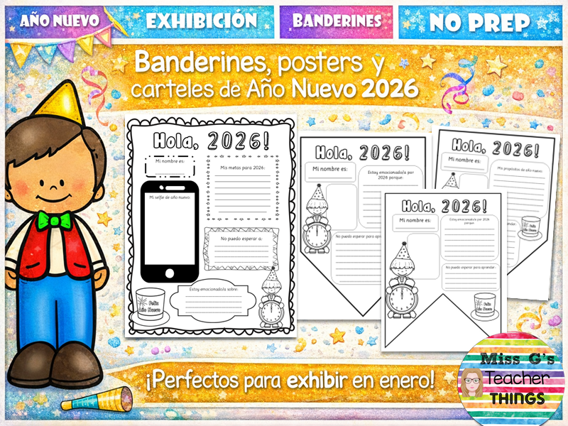Banderines, posters y cartels de Año Nuevo 2026 / Spanish New Year posters
