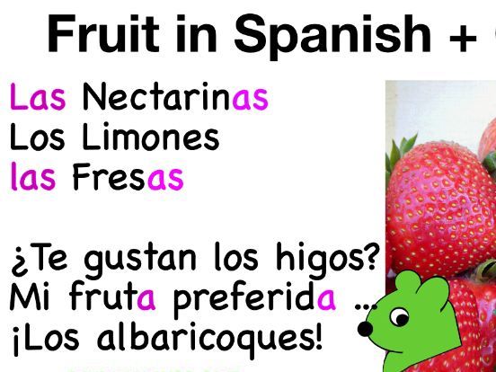 Fruit in Spanish - Es un/una + Me gusta(n)
