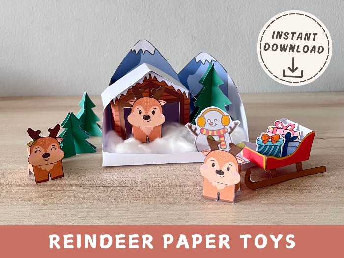 Reindeer Paper Toy DIY Christmas Craft