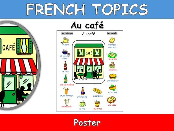 FRENCH TOPICS: AU CAFE-AT THE CAFE-POSTER