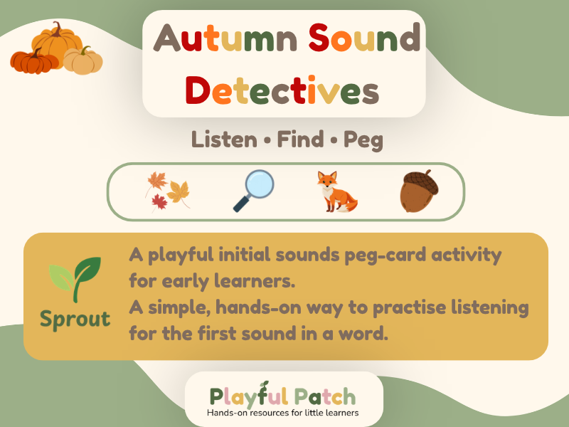 Free Autumn Initial Sounds Peg Cards | EYFS Phonics | 8 Cards