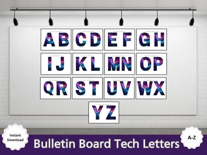 Cosmic Tech Bulletin Board Alphabet Letters – Classroom Display Set
