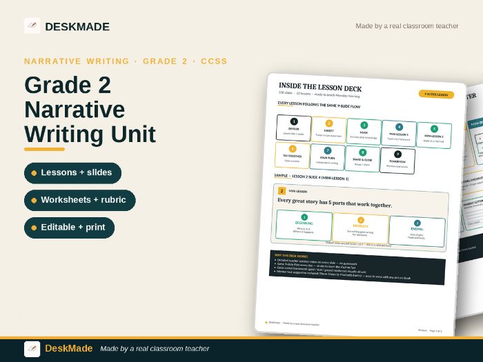 Grade 2 Narrative Writing Unit | 12 Lessons | Mini-Book | CCSS W.2.3