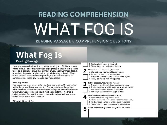 Fog Free Reading Comprehension Passage