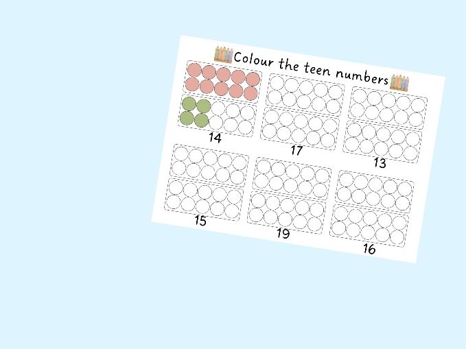 Colour the teen numbers