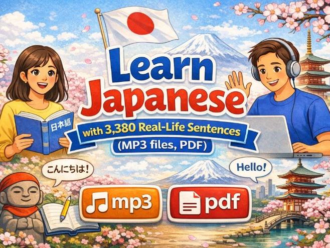 Learn Japanese with 3,380 Real-Life Sentences(MP3 files, PDF)