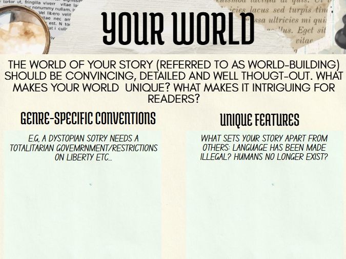 Imaginative / Creative Writing Planning Journal KS3 / KS4