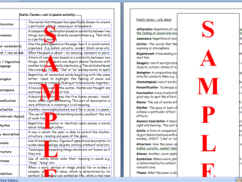 Poetic Terms and Devices Matching Activity and Answers