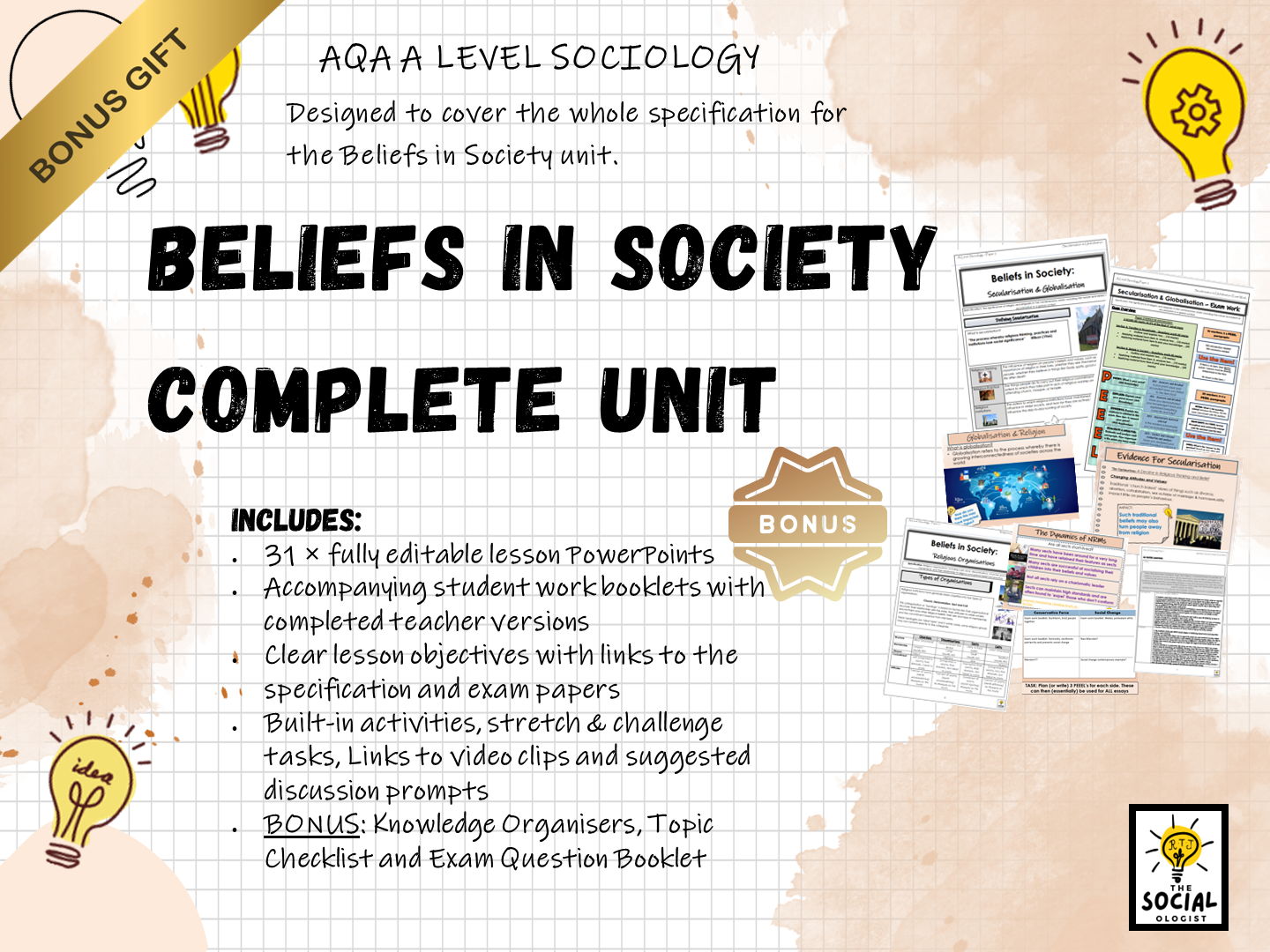 AQA A level Sociology - Beliefs in Society - Complete Unit - Bonus