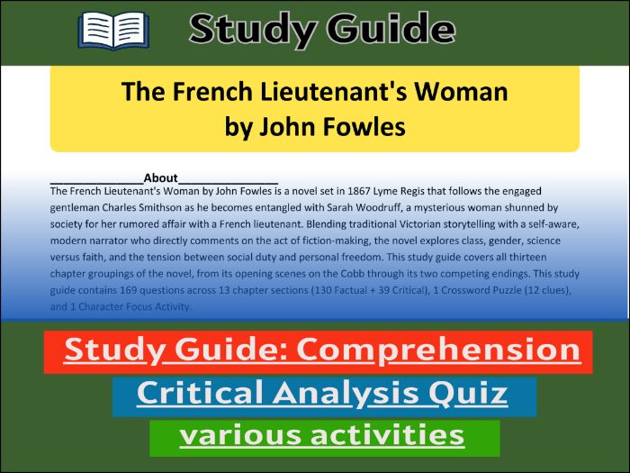 Study Guide for :The French Lieutenant's Woman  & Comprehension Test