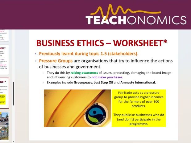 5. Ethics and Business - Topic 2.1 - Edexcel GCSE Business - Theme 2