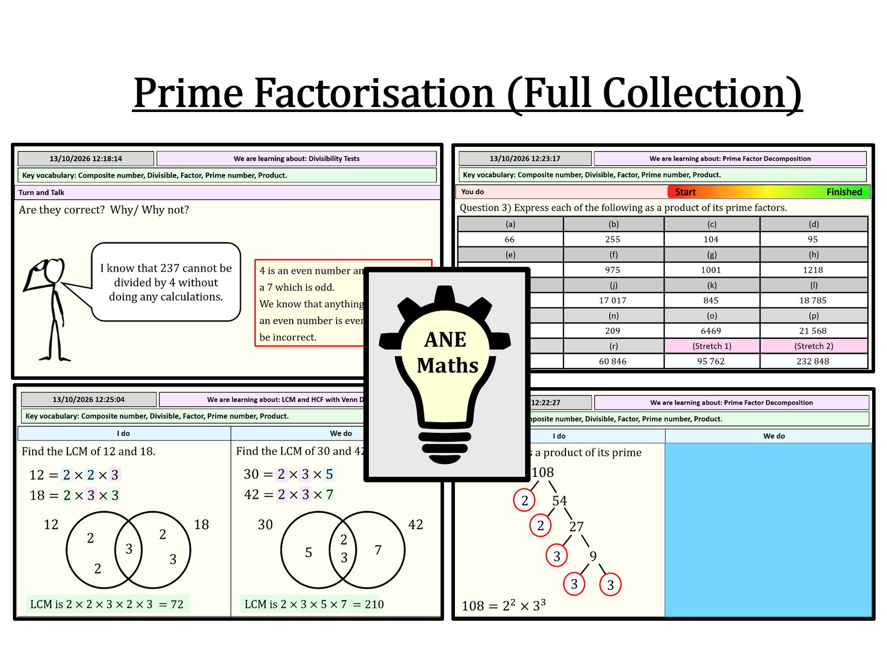 Prime Factorisation and LCM and HCF (Full Collection)