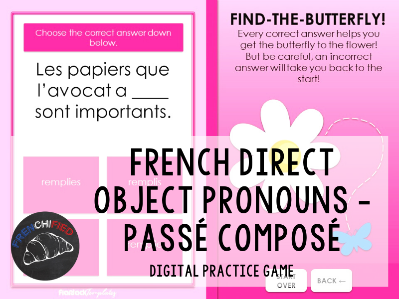 French digital game direct object pronouns in the passé composé
