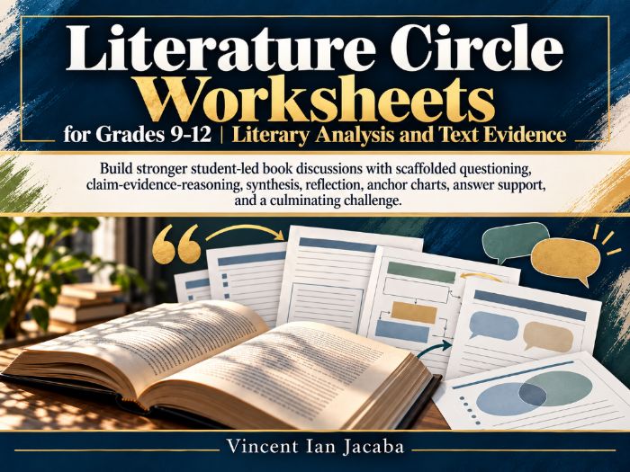 Literature Circle Worksheets Grades 9–12 | Novel Study, Literary Analysis & Text Evidence