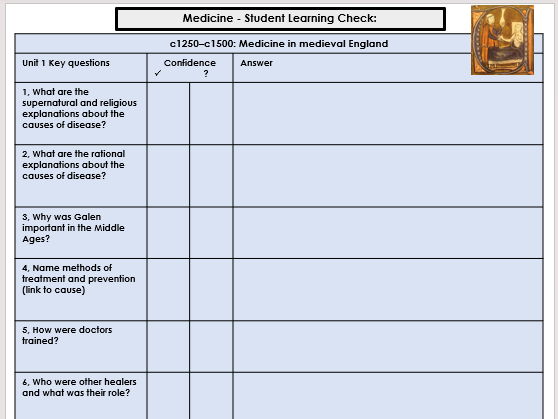 Medicine Through Time Revision Workbooklet