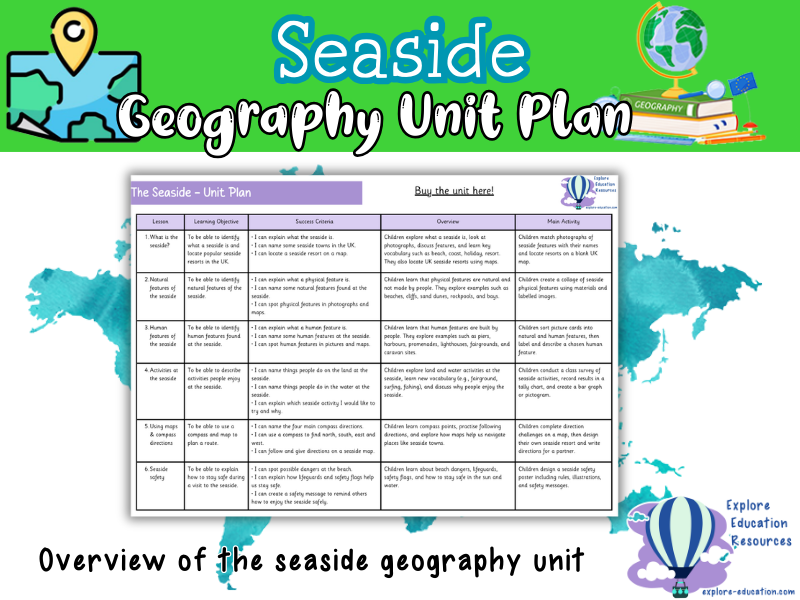 FREE KS1 Seaside Unit Plan - KS1 Geography - 6 Outstanding Lessons