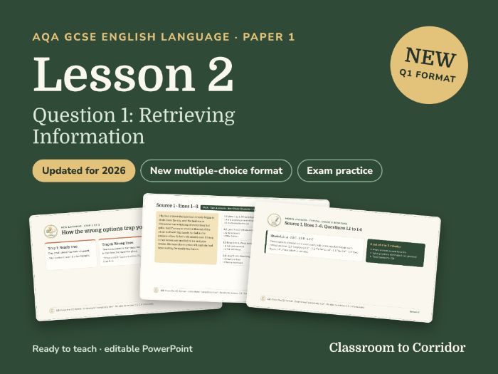 AQA GCSE English Language Paper 1 Question 1 Lesson – New Multiple-Choice Format (2026)