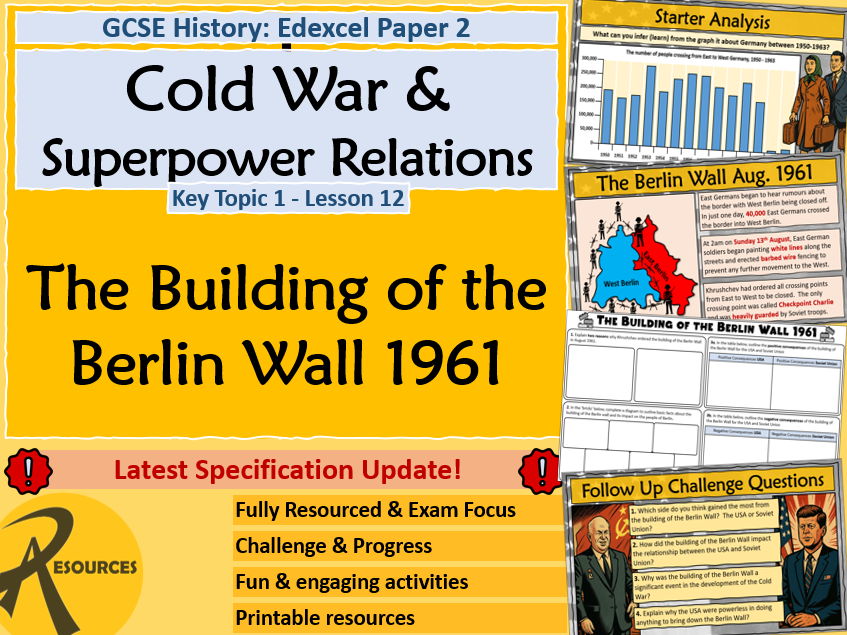 Berlin Wall 1961 - Cold War & Superpower - GCSE History Edexcel - Lesson 12