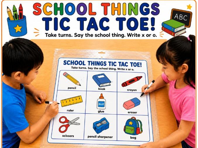 School Things Tic-Tac-Toe
