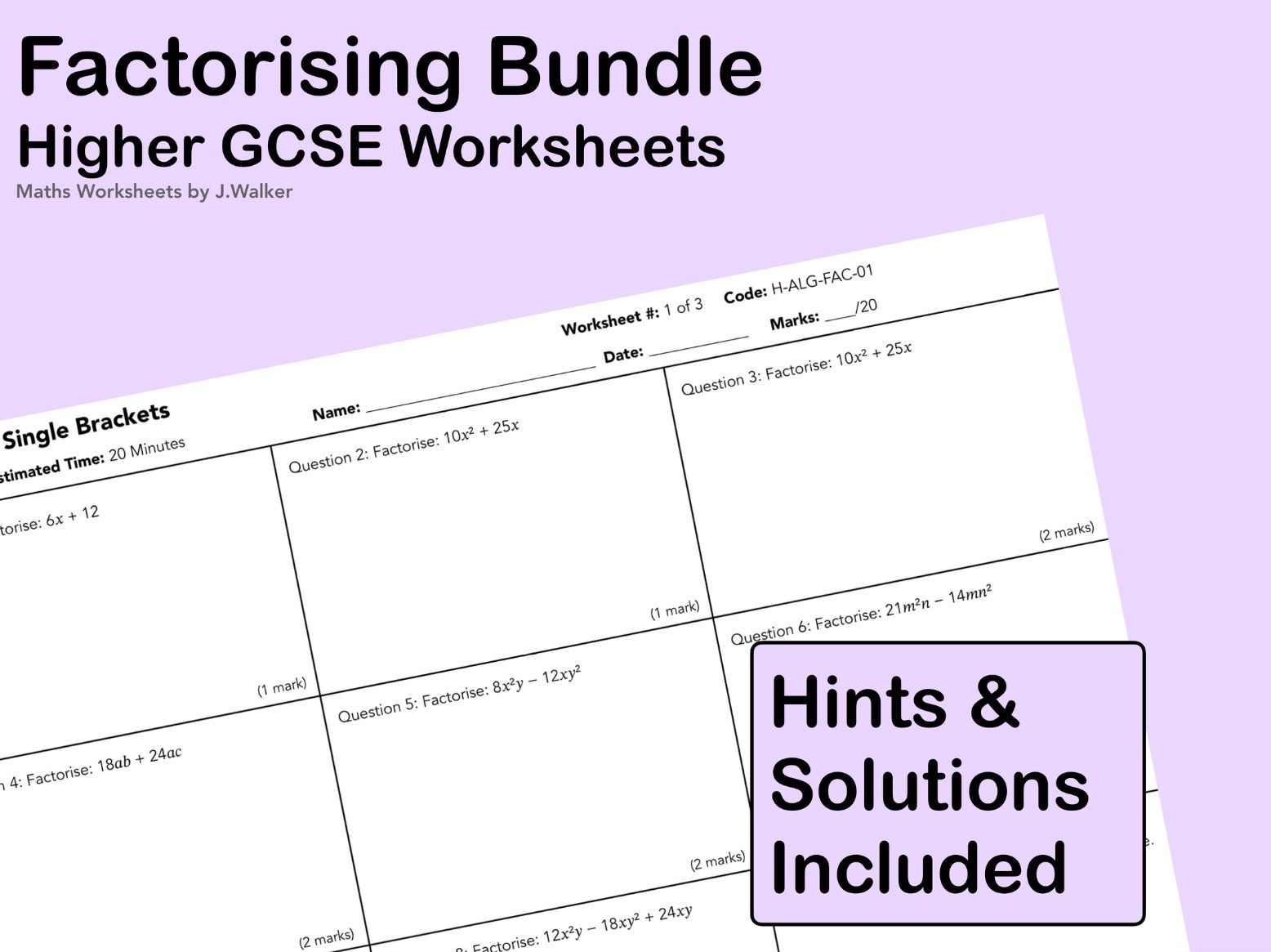 GCSE Maths: Factorising Bundle - Higher Tier