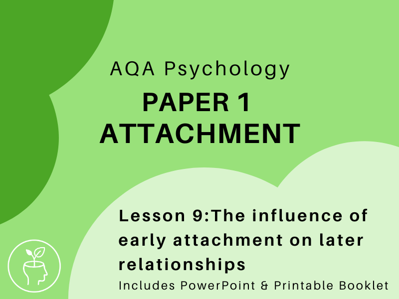 AQA Psychology -Attachment - Early Attachment on Later Relationships [updated 2025 specification]