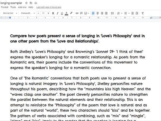 poetry comparison essays